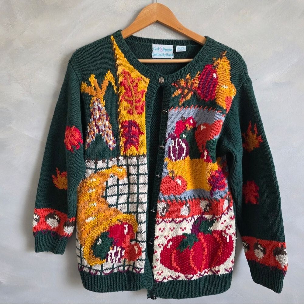 VTG Croft & Barrow Knitted By Hand Fall Sweater Size Small Petite Oversized